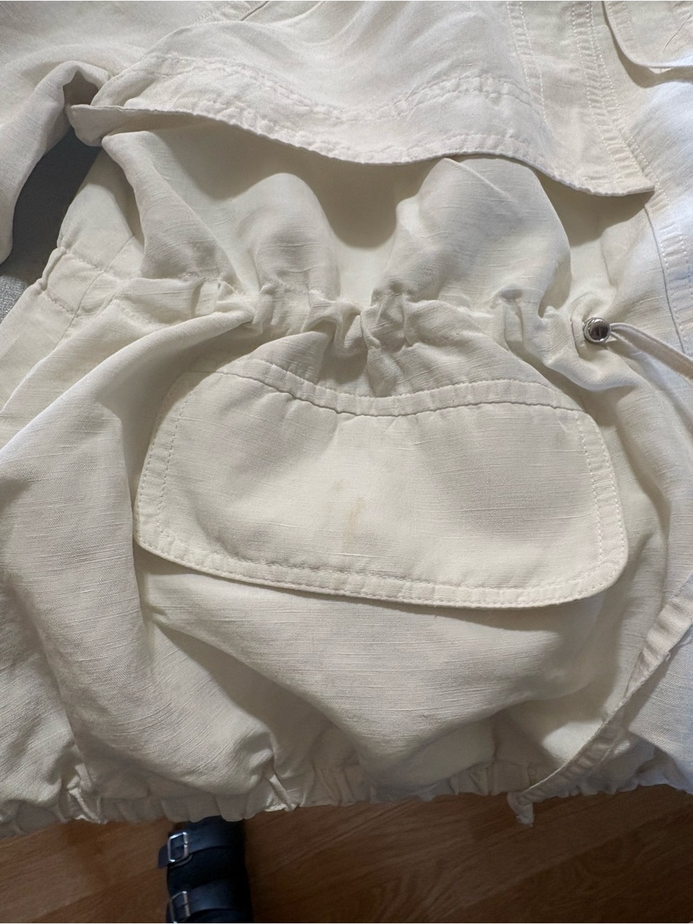Ali Ro Cream Drawstring Ruffle-Neck Utility Jacket - Picture 9 of 11